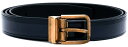DOLCE&GABBANA D&G BELTドルチェ＆ガッバーナ ドルガバ ベルトスクエアロゴバックル 牛革ダークネイビーアンティークゴールドフリーサイズディーアンドジーレディース メンズ ユニセックス サイズ調整可能