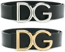 Ｄ＆Ｇ ベルト（メンズ） DOLCE&GABBANA D&G BELTドルチェ＆ガッバーナ ドルガバ ベルトイタリア製メンズレザーベルトブラック シルバー ゴールドラウンドDGロゴバックルディーアンドジーフリーサイズ カット調整可能87653SLBK