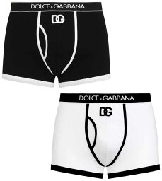 ドルチェ&ガッバーナ DOLCE&GABBANA D&Gドルチェ＆ガッバーナメンズ ボクサーパンツブラック ホワイト ボクサーショーツDGパッチロゴ リブコットン ジャージ アンダーウェア ボクサーブリーフドルガバ ディー＆ジー 下着UNDER WEAR N0004BKW1001WH