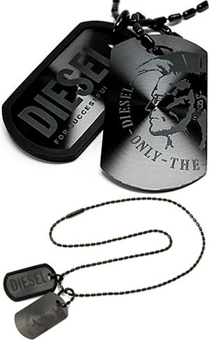 ディーゼル DIESEL ペンダントネックレスディーゼル ダブルプレート ドッグタグ ブラック×ブラックアクセサリー メンズPENDANT NECKLACEDX0014Sunstray Dog- Mens