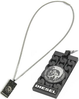 DIESEL ペンダントネックレスディーゼル ブレイブマンドッグタグプレートホワイトプリントアクセサリー メンズ レディースPENDANT NECKLACEユニセックスライン 男女兼用