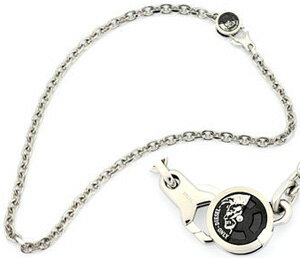 DIESEL ペンダントネックレスディーゼル シルバー ブラックロゴラウンドホックプレートアクセサリー メンズ レディースPENDANT NECKLACEユニセックスライン 男女兼用