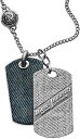 ディーゼル ネックレス（レディース） DIESEL JEWELLERY ペンダントネックレスディーゼル Wドッグタグプレートシルバー×ブルー ×ブラック デニムフィニッシュダブルプレート アクセサリー メンズ レディースPENDANT NECKLACE instantly collection