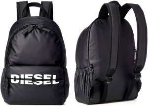 DIESEL ディーゼルカラーコントラストロゴリュックサック デイパッグジップフロントファスナーポケットタウンユースバックパックジップディバイドホワイトロゴBACKPACKT8013BKかばん バック 鞄 カバン