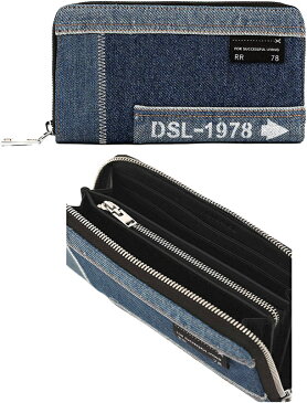 DIESEL ディーゼル 小銭入れ付きラウンドファスナー長財布ホワイトDSL-1978ロゴパッチワークデニムデニムインディゴブルーエルイーシーグラナートサイフ ラウンドジップウォレットROUNDZIP LONG WALLET RR78 H6240IBL