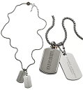 DIESEL ディーゼルグレイブロゴダブルドッグタグペンダントネックレスコンクリート製ロゴプレート WタグPENDANT NECKLACE 00DJWLIVING IN A CONCRETE JUNGLEステンレススチールアクセサリー メンズ レディース