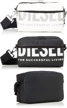 DIESEL ディーゼル ダブルファスナーフロントファスナー付きショルダーバッグホワイト×シルバーロゴ ブラック×ホワイトロゴビッグロゴ クロスボディーバッグダブルコンパートメントT8013BKT1003WHFOR SUCCESSFUL LIVING