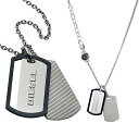DIESEL ペンダントネックレスディーゼル ダブルドッグタグネックレスWDOGTAG ダークブルーグレームトツロゴトップ グレイブストライプアクセサリー メンズ レディースBARAVEMAN PENDANT NECKLACE