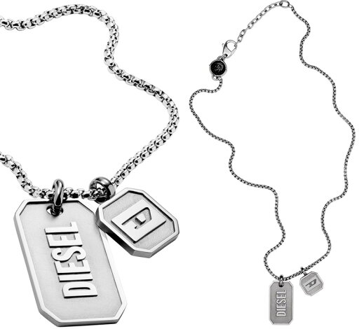 DIESEL ディーゼル ペンダントネックレスWタグネックレス 8角形ドッグタグDロゴプレート IDダブルドッグタグ立体トツロゴプレートブレイブマンブラックロゴアクセサリー メンズ レディースPENDANT NECKLACEDX0129040 DIESEL ディーゼル ペンダントネックレスWタグネックレス 8角形ドッグタグDロゴプレート IDダブルドッグタグ立体トツロゴプレートブレイブマンブラックロゴアクセサリー メンズ レディースPENDANT NECKLACEDX0129040