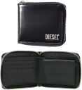 ディーゼル 二つ折り財布（メンズ） DIESEL ディーゼルメンズラウンドファスナー小銭入れ付き2つ折り財布ブラック光沢カーフレザーホワイトプリントロゴ 二つ折り財布コーティッドカーフレザー ZIPPYHIRESHSWALLETHIRESHXS ZIPPIT8013BK