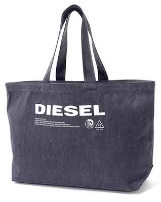 DIESEL ディーゼルショッピングトートバッグデニムブラック インディゴブルーホワイトロゴ 肩掛けショルダーバッグEW 横長バックSHOPPING TOTE SHOULDER BAG H1532BKT6065DNV Blue Nights PR402T8013BKDO210805