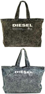 DIESEL ディーゼルショッピングトートバッグホワイトロゴ デニムキャンバスショルダーバッグ ブリーチトリートメントアッシュデニムブルー アッシュグレー鞄 カバン かばんTOTE DENIM SHOULDER BAG EW H1940IBLH6255GY