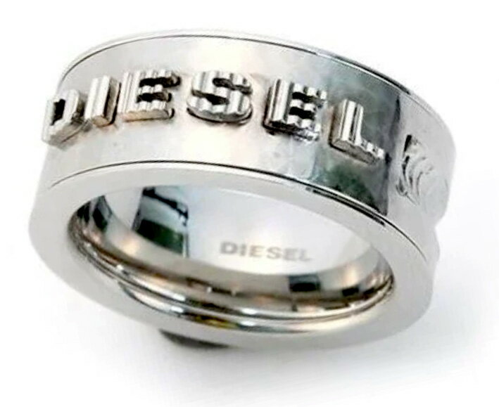 ディーゼル 指輪 メンズ DIESEL ディーゼル リングオーバルロゴプレートジェントリング シルバー×ガンメタ 指輪メンズ レディース ロゴリング 8910POLAND POLISHED STAINLESS STEEL RING