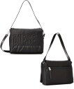 DIESEL ディーゼル2WAYストラップ付きショルダーバッグパッド入りメッセンジャーバッグステッチロゴ ブラック 背面ファスナーポケットマルチ肩掛けショルダーストラップDiesel For Successful Living SHOULDER BAG