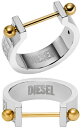 DIESEL ディーゼルバイカラーシルバーリングオメガゴールドバーバトン指輪 ロゴリング ステンレススチールシルバーグレイビングロゴ ツートーンバンドリング インサイドサイズ約8.5号 12.5号 14号 15.5号 19号 22号 25号STAINLESS STEEEL BANDRING