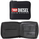 ディーゼル 二つ折り財布（メンズ） DIESEL ディーゼル レッドDロゴ メンズラウンドファスナー小銭入れ付き二つ折り財布ホワイトデニムディヴィジョンロゴブラッ 2つ折り中財布 ジップアラウンドジップウォレットDENIMDIVISINT8013ZIPWALLE