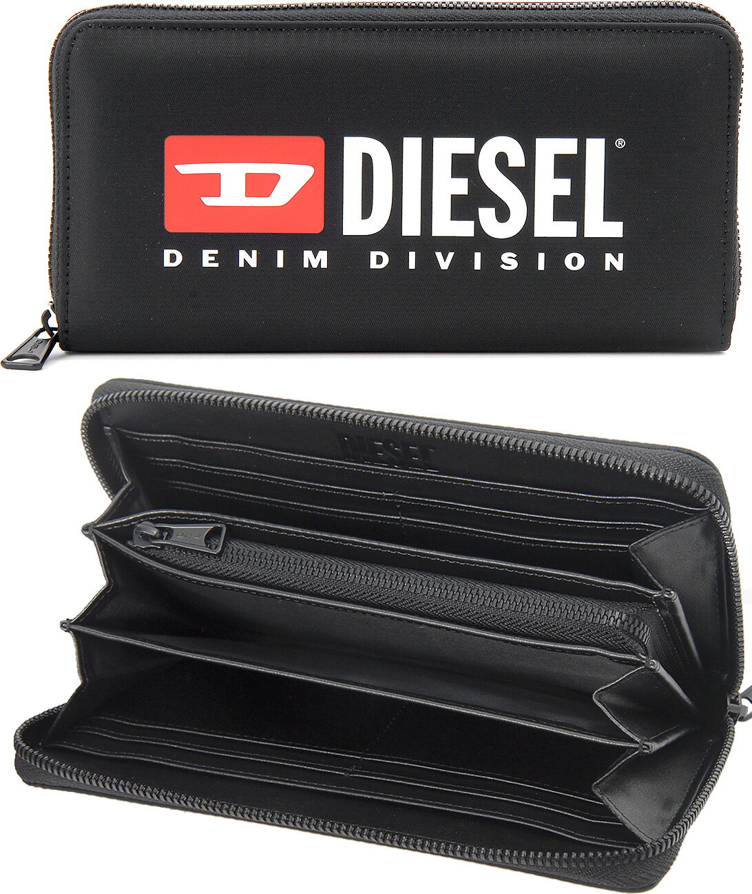 ディーゼル 長財布（メンズ） DIESEL ディーゼル メンズ レディース小銭入れ付きラウンドファスナー長財布レッドDロゴ ブラックデニムディヴィジョンホワイトロゴ ウンドジップウォレット長札DENIMDIVISIONT8013ROUND 24ZIP LONGWALLET