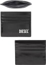 DIESEL ディーゼル メンズ レディースブラックレザーパスケース 定期入れ箔押しロゴ クレジットカードケースSMALL CARD CASE T8013 サイ...