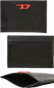 DIESEL ディーゼル メンズ レディースブラックスムースカウレザーパスケース 定期入れビビットレッドカラーDタイニーロゴ クレジットカードケースバケッタカウ...