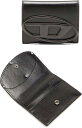 DIESEL ディーゼル メンズ オーバルDロゴプレート 二つ折りクレジットカードケース 名刺入れカードケース楕円メタルロゴ ブラックナッパレザー2折りビジネス...