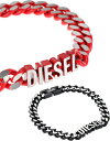 DIESEL ブレスレット ディーゼル喜平チェーンブレスレットシルバーレターロゴブラック レッドティンチェーンブレスステンレス アクセサリー 男女兼用 メンズ レディースフォールドオーバークロージャーバックルロゴ00DJWDX1415REBRACELET