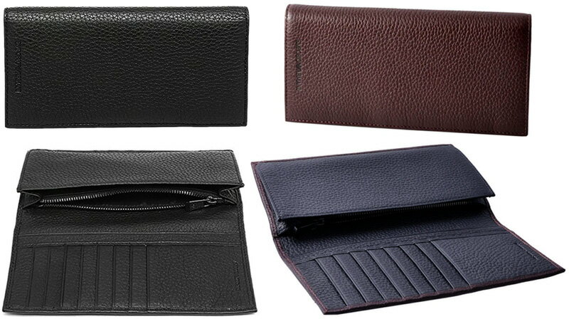 EMPORIO ARMANIエンポリオアルマーニ小銭入れ付き2つ折り長財布メンズ エンボスロゴ 型押しレザーワイン×ネイビー ブラック カーキ ダークブラウン ダークネイビー80001BK81909BODBL新品未使用 【中古】