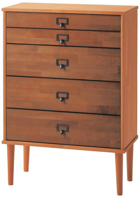 ツートンワイドウッドフィフスキャビネット木製小物入れノーズ引き手引き出し5段チェストナチュラルウ..