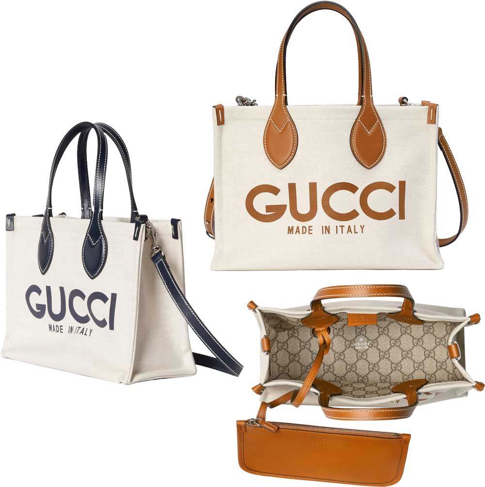 グッチ 帆布・キャンバス トートバッグ レディース GUCCI グッチ レディースレザーポーチ付きショルダーバッグベージュコットンリネンキャンバスミニトートバッグライトブラウン ブラック レザートリムGGスプリームキャンバスライニング鞄 カバン MADE IN ITALYプリント 8451TLBRFACVW8941BK TOTEBAG