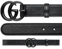 GUCCI グッチメンズ ブラックレザーベルトセラミックGGマーモントロゴバックルスリムレザーベルト カーフレザーモノクローム NERO1060BK