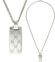 GUCCI グッチ メンズ レディースドット×GGパターンペンダントネックレス グッチシグネチャーGGタグスクエアプレートエングレービングGGロゴ スターリング...