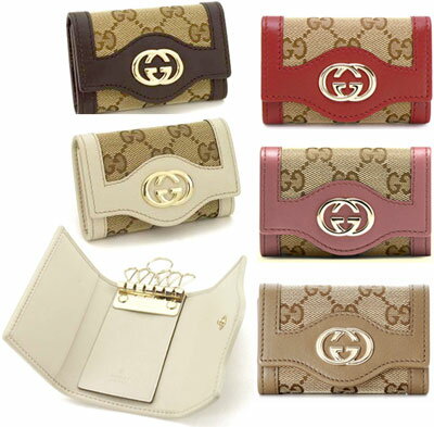 GUCCI グッチ 6連キーケースインターロッキングプレートGGキャンバス スーキー キーホルダーSUKEY KE63Gベージュ×ダークブラウン ×アイボリーホワイト ×ダークレッド ×カーキ ×ダークピンクブラウン シャンパン9643 9761 8869 8561 8564 8411