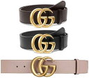 グッチ ベルト（メンズ） GUCCI グッチ レザーベルトブラック ダークブラウン グレーベージュスムースレザー アンティークゴール1000NERO2145DBR5729BECOCOAブラスハードウェア ダブルGGバックルメンズ レディース ユニセックス