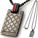 グッチ GUCCI グッチ ペンダントネックレス刻印ロゴディアマンテスクエアプレートトップシグネチャーウェブエナメルグリーン×レッドリボンライン チェーンネックレススターリングシルバー ウェビングラインエイジドパラジウム加工8518 PENDANT NECKLACE