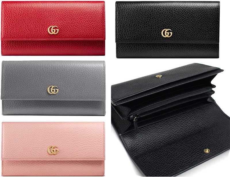 GUCCI グッチ 小銭入れ付き2つ折り長財布 プチマーモントレザーライトピンク レッド ブラック グレーアイボリー ライトブルー ピンクベージュゴールドトーンダブルG テクスチャードレザーライトブルー ピンクコンチネンタルウォレット