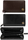 グッチ 長財布（メンズ） GUCCI グッチ小銭入れ付きラウンドファスナー長財布ダブルGロゴ ゴールドGGマーモントブラック ダークブラウン型押しカーフレザージップアラウンドウォレット10002145