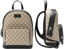 GUCCI グッチ デイバックベージュ×ダークブラウンGGスプリームコーティングキャンバスエンボスロゴレザータグブラックレザートリムバックパック リュックサックナップサック 9772BEDBR鞄 カバン かばん