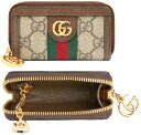 グッチ GUCCI グッチ キーフック付きラウンドファスナーコインケースキーケース 小銭入れ キーホルダーダブルGロゴ ベージュ×ブラウングリーン×レッドウェブラインフィディアリングホルダーダブルG チャーム GGロゴ 8745BEDBR