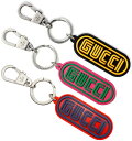 GUCCI グッチ ツイストキーリングブラック×イエローロゴフューシャピンク×グリーンロゴ レッド×ブルーアンティークシルバーラバーパッチキーホルダーロゴ刻印カラビナフック＆リングホルダーRUBBER SEGA KEYRING 8878BKYE8880PKGN