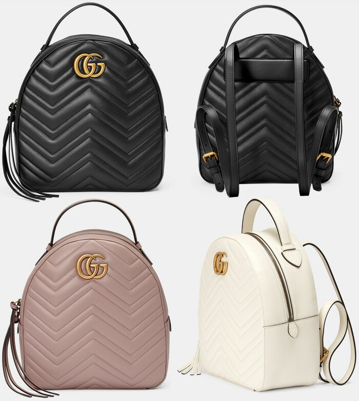 GUCCI グッチデイバック GGマーモントロゴブラック ダークベージュ ホワイトシェブロンキルティングレザーバックパック リュックサックナップサック ストラクチャードシェイプダブルG 鞄 カバン かばんMARMONT2.0100090225729DBE