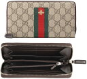 グッチ 財布（メンズ） GUCCI グッチ 蜂ロゴ小銭入れ付きラウンドファスナー長財布GG柄 スプリームキャンバスベージュ×ダークブラウンエンブロイダリー付きグリーン×レッドウェブラインBEEWEBLINE8461BEDBRハチ シグネチャーウェブ