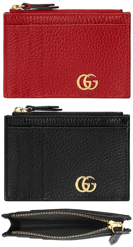 グッチ 名刺入れ GUCCI グッチ小銭入れ付きカードケースダブルGロゴ 型押しカーフレザーコインケース クパスケースゴールドGGマーモントロゴブラック ハイビスカスレッド 名刺入れ 名刺ケース 定期入れ1000BK6433REMARMONT モアレライニング