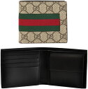 GUCCI グッチ メンズ小銭入れ付き二つ折り財布GGスプリームニューウェブコーティングブラックキャンバスダークグレー ネイビーブルー×レッドラインベージュ×ダークブラウン カーフレザー 2つ折り財布1095DGY9791BE GGSUPREME