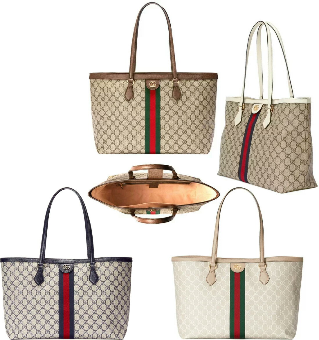 グッチ 帆布・キャンバス トートバッグ レディース GUCCI グッチ トートバッグダブルG ショッピングトートウェブライン ショルダーバッグコーティングGGキャンバスグリーン×レッド ベージュ×ブラウンホワイトアイボリー ネイビーブルー GGスプリームテクスチャードレザートリム8745BEBR#M9794IV