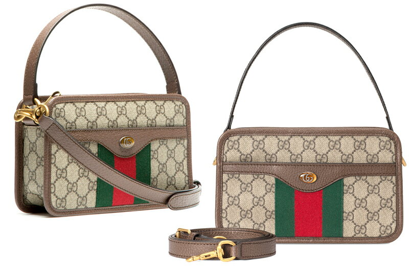 グッチ ハンドバッグ GUCCI グッチ フロントポケット付きアンティークゴールドダブルGロゴ ハンドバッグウェブライン スモールショルダーバッグダブルストラップ コットンリネンライニンググリーン×レッド BAG8745BEBR鞄 かばん カバン