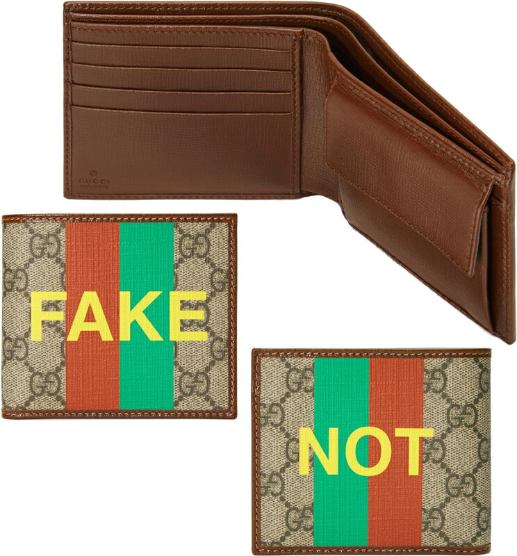 GUCCI グッチ 小銭入れ付き2つ折り財布 クレジットカードケースベージュ×ダークブラウンイローロゴGGスプリームキャンバス 二つ折財布ブラックモアレライニンググリーン×レッドウェブストライプFAKENOT8280BEDBR