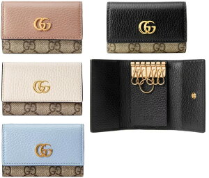 GUCCI グッチ6連キーケース GGマーモントコーティングGGキャンバスブラック ピンク ホワイト ライトブルー型押しカーフレザー GGスプリームゴールドGGロゴ5788PK1283BK9096IV4929LBLレディースカーフスキンレザーキーホルダー