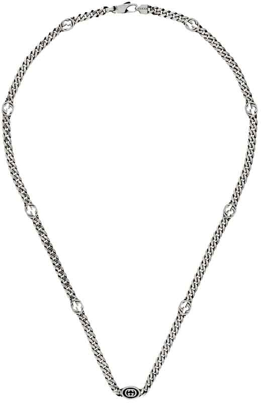 GUCCI グッチ ペンダントインターロッキングG スリムチェーンネックレスメンズ レディース 男女兼用 クラスプ クロージャーPENDANT NECKLACE STERLINGSILVER8191SL シルバー925