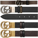 GUCCI グッチGGロゴ リバーシブルレザーベルトパラジウムトーンシルバーダブルGバックルブラック×ブラウン スリム型押しカーフレザーアンティークゴールド ブ...