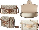 ハンドバッグ GUCCI グッチGGスプリームキャンバス ショルダーバッグベージュ×ダークブラウン ×ホワイトミニバッグホースビットチャーム1955GGパターン レザートリム モアレライニングマグネットクロージャー 鞄 バックオーミール 9683BEWH92TCG8563BEDBR