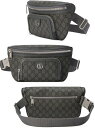 GUCCI グッチ メンズ レディースフロントラウンドファスナーポケットグレーレザートリムウエストバッググレー×ブラック GGスプリームキャンバスウエストポーチ GG柄 クロスボディバッグとヒップバッグ ベルトバッグ ロゴ刻印シルバーバックル 8576GY